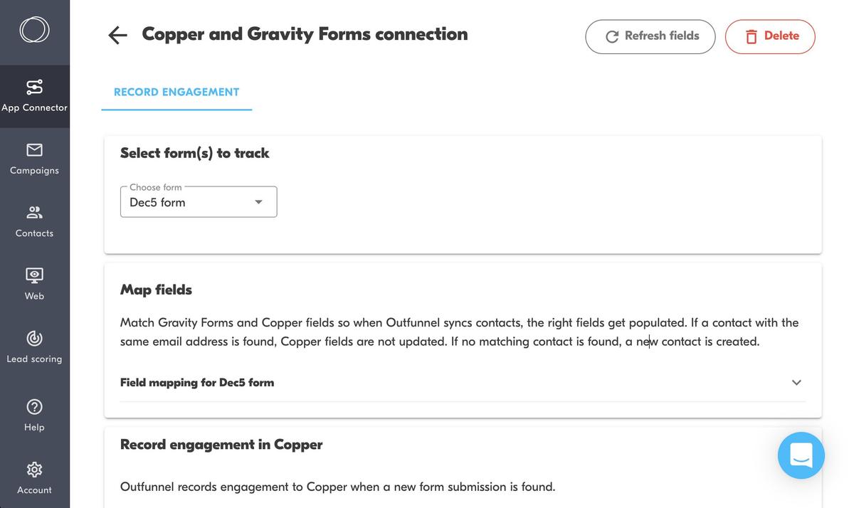 Copper and gravity forms contact sync